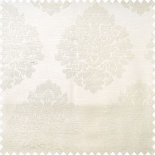 Cream color traditional damask designs texture finished surface swirls horizontal lines polyester main curtain